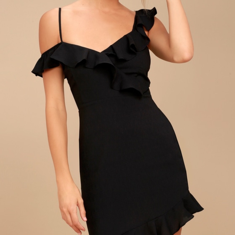 Lulu's Black Off-the-Shoulder Bodycon Dress - Picture 4 of 4